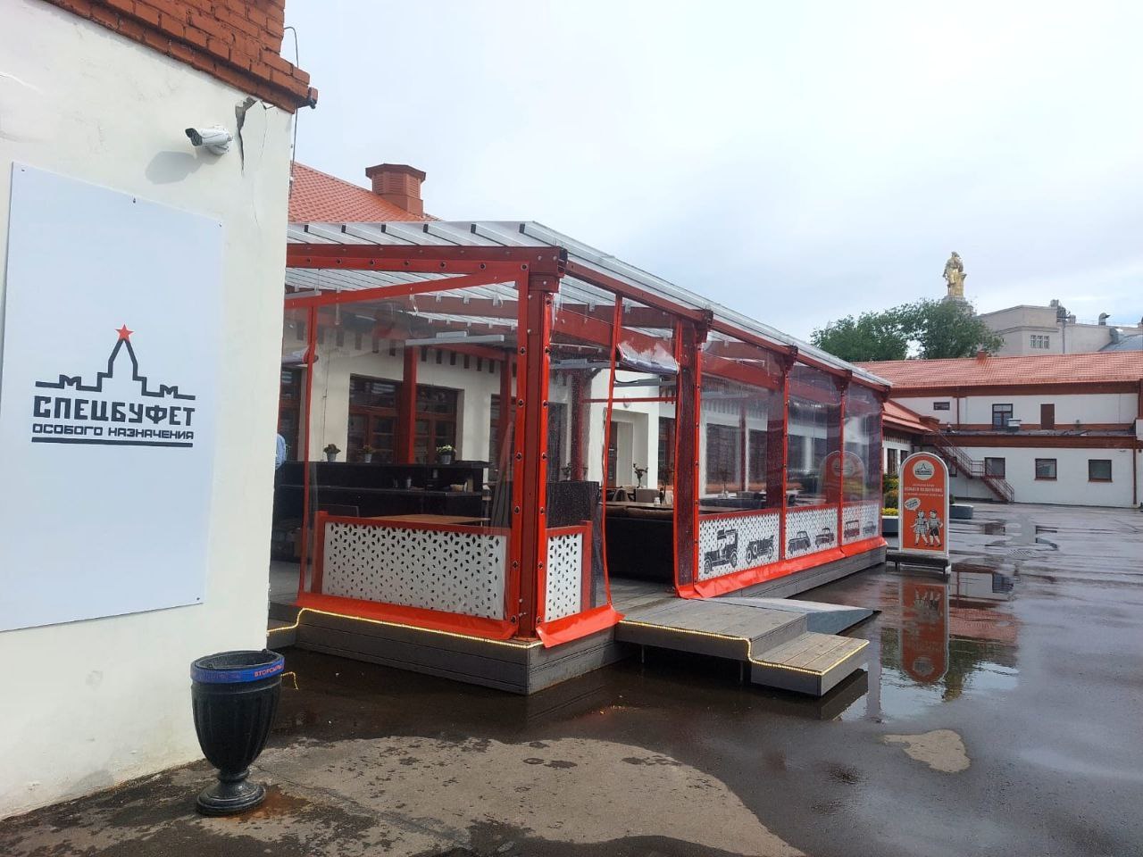 ПВХ шторы для летней террасы кафе в посёлке имени Цюрупы